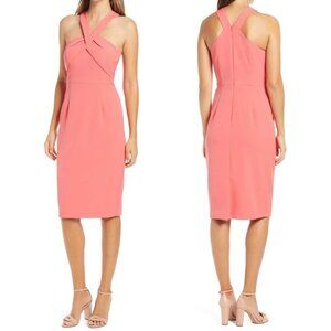 NEW Vince Camuto Nordstrom Pink Halter Neck Sleeveless Sheath Dress Size 16 NWOT